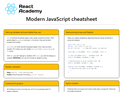 Modern JavaScript cheatsheet